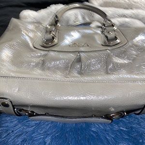 Gray antique coach bag leather material
